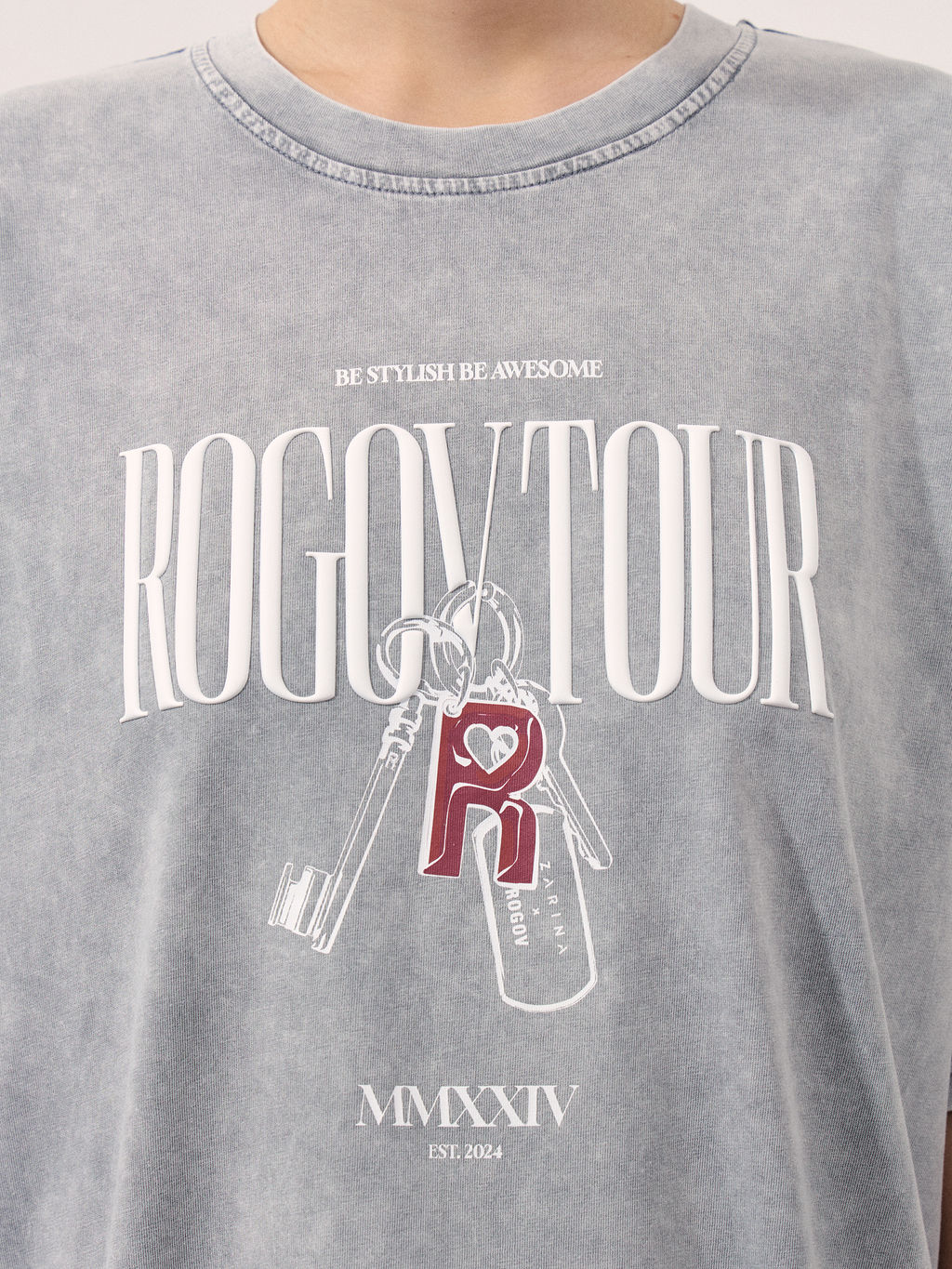 Оверсайз футболка с эффектом стирки и принтом / Zarina  фото 7