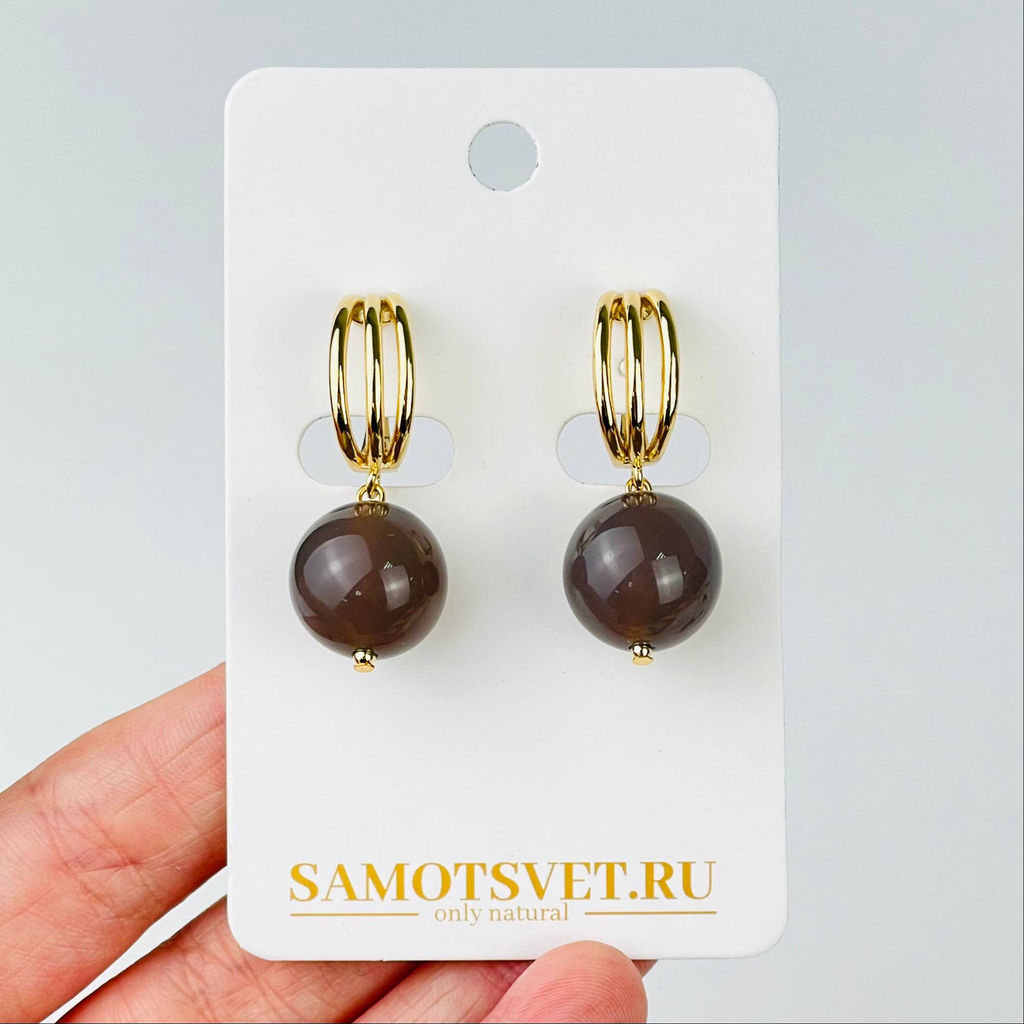 Серьги из серого Агата