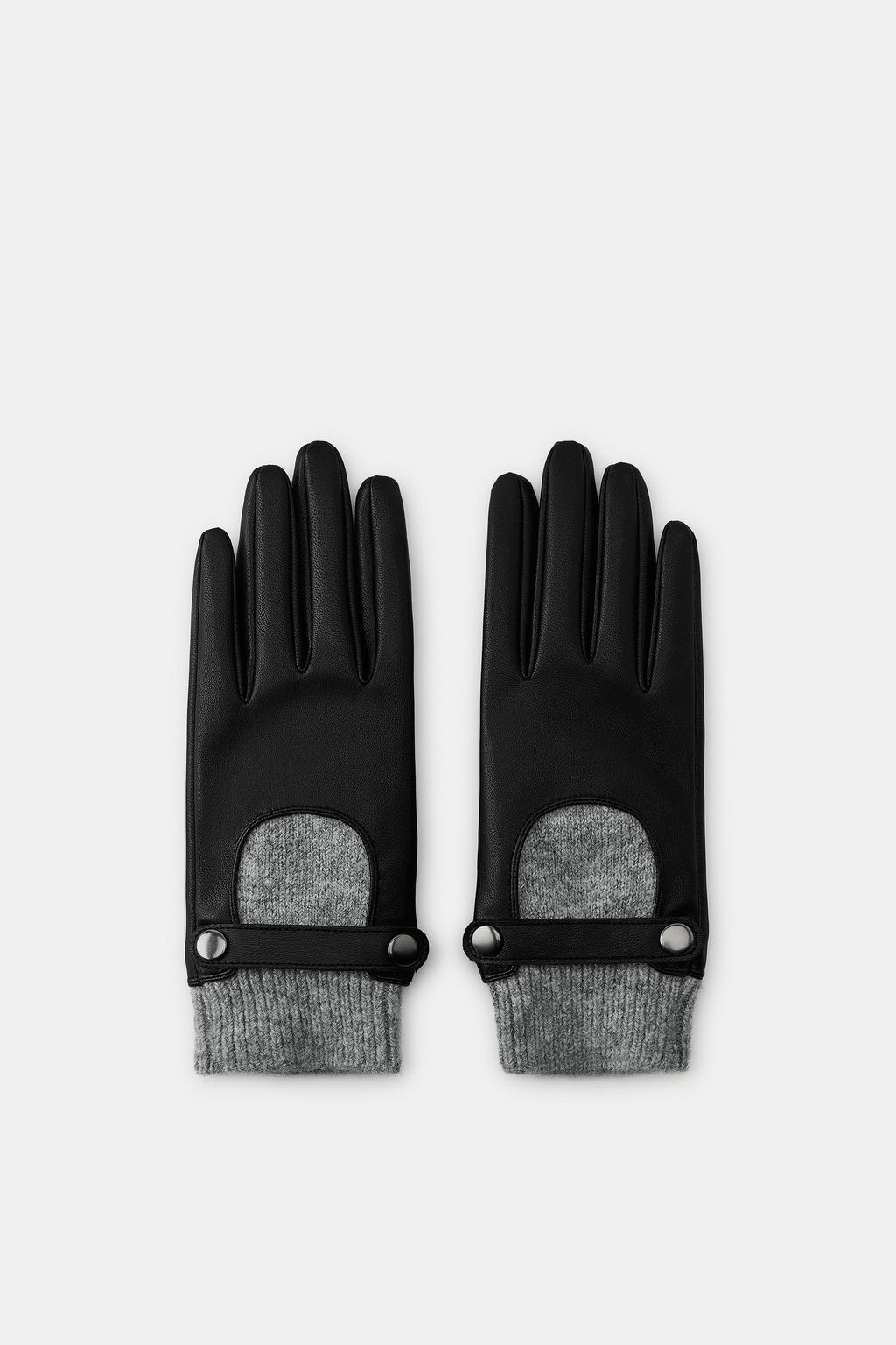 GUANTES EFECTO PIEL COMBINADO / Negro - Zara фото 3