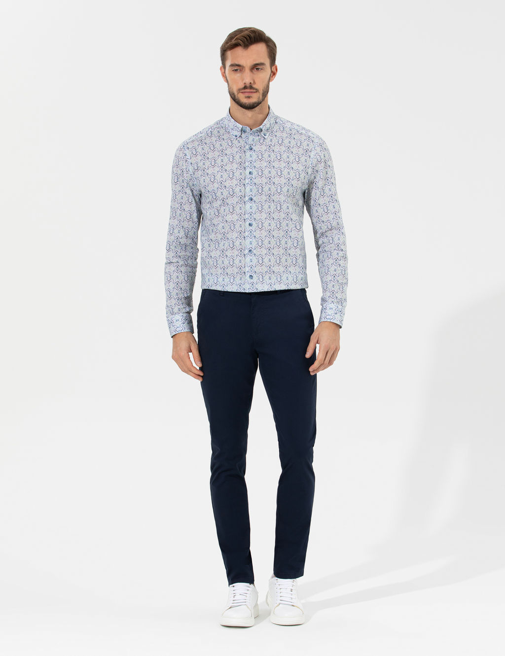 Lacivert Slim Fit Basic Chino Pantolon