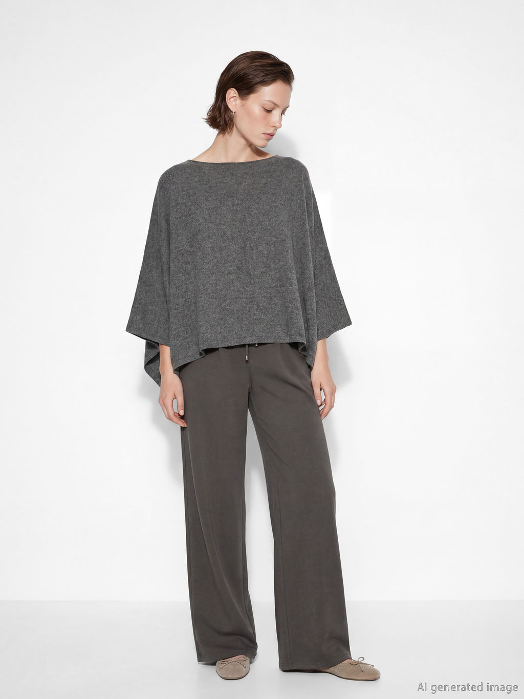 Kay?k Yaka Oversize Kad?n Triko Pan?o