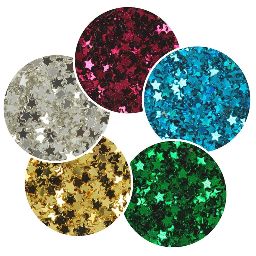 Love2art Декоративные блестки Набор ассорти звезды GLI-04 3 мм 5 уп. х 5 г 4.5 мл