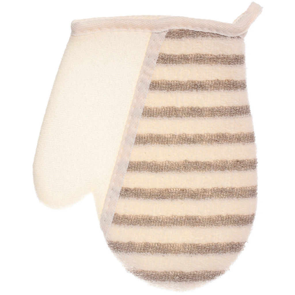 Цена за 3 шт. Мочалка - варежка массажная "SANTA MONIKA - BOKALLI", цвет белый / серый, 22*18см (зип пакет и наклейка Ultramarine)