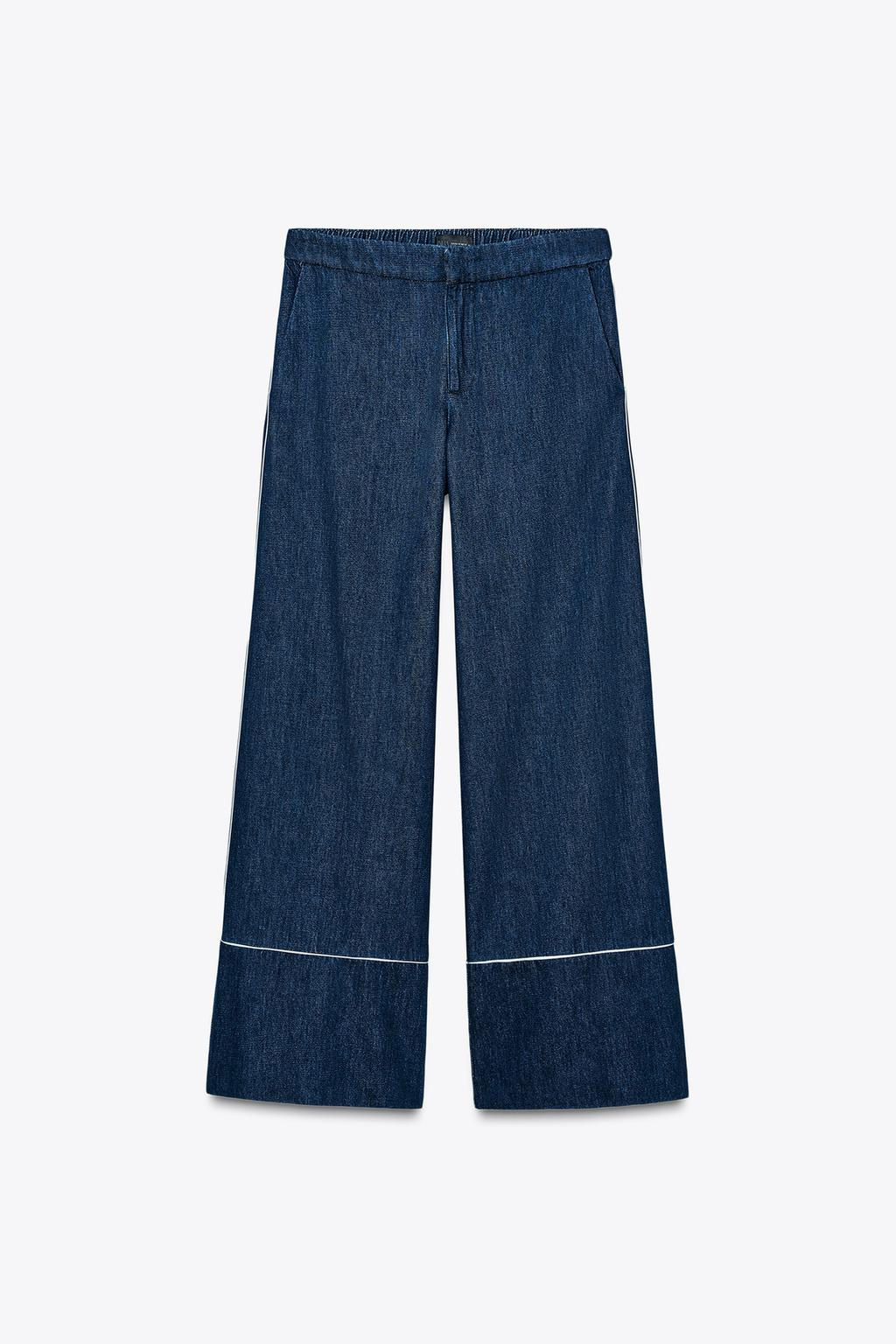 CONTRAST TRIM WIDE-LEG TROUSERS - Zara фото 5