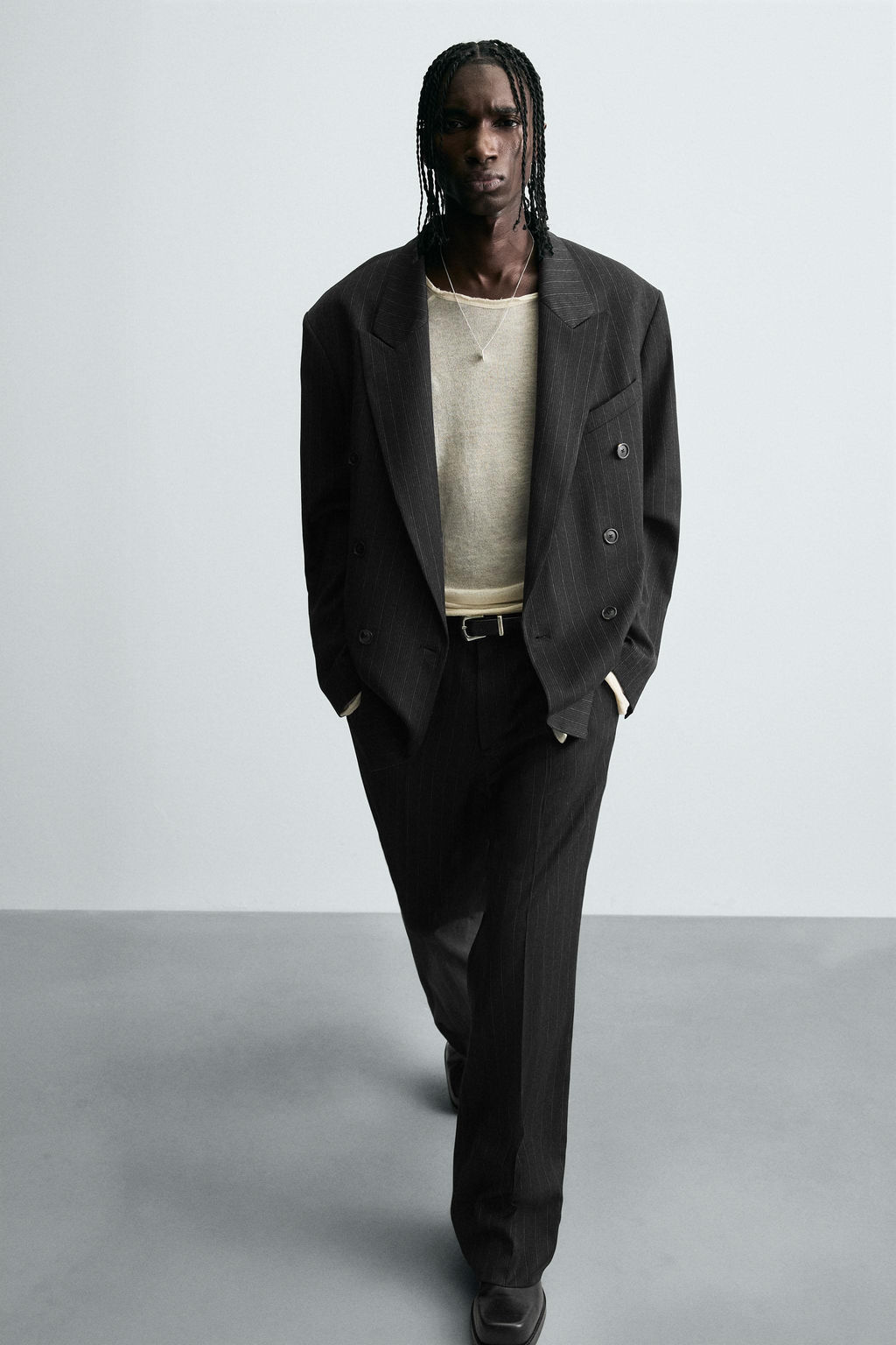 STRIPED SUIT TROUSERS