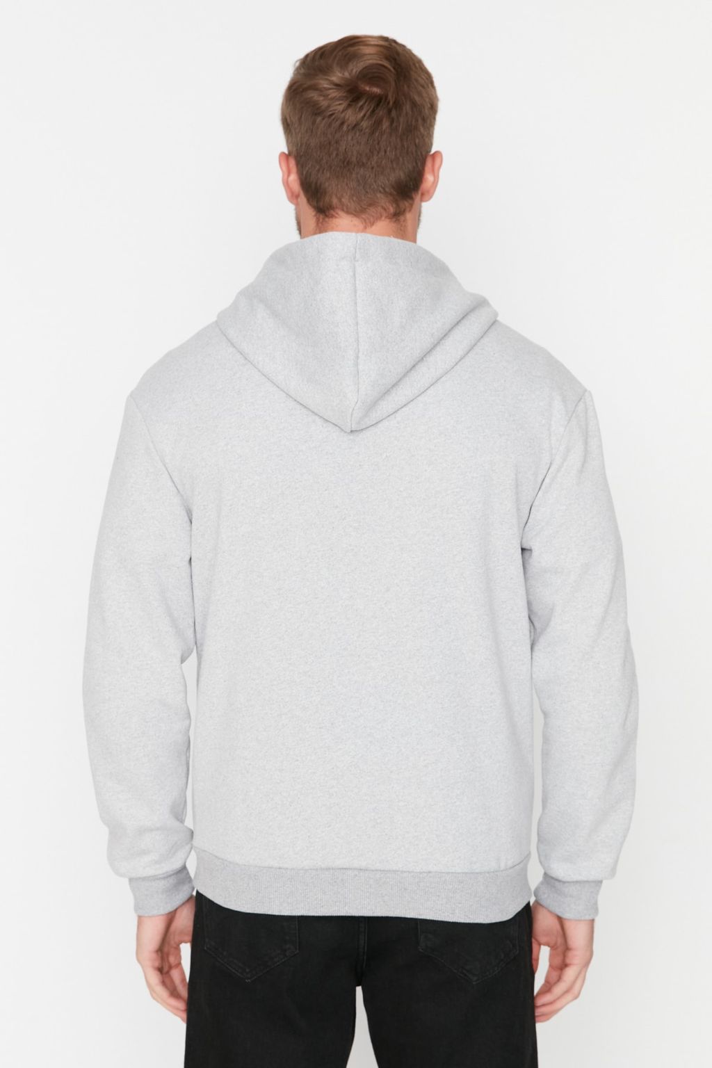 TRENDYOL MAN Gri Regular/Normal Kesim Kapusonlu Ici Polar/S?cak Tutan Nak?sl? Sweatshirt-H?rka TMNAW23SW00468 - Trendyolmilla фото 5