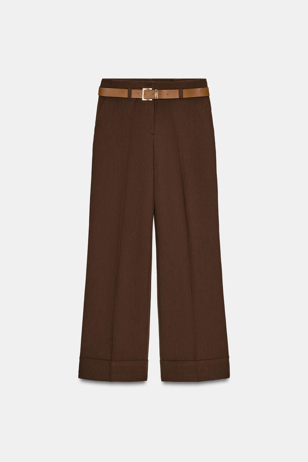 TROUSERS WITH TURN-UP CUFFS AND BELT - Zara фото 22