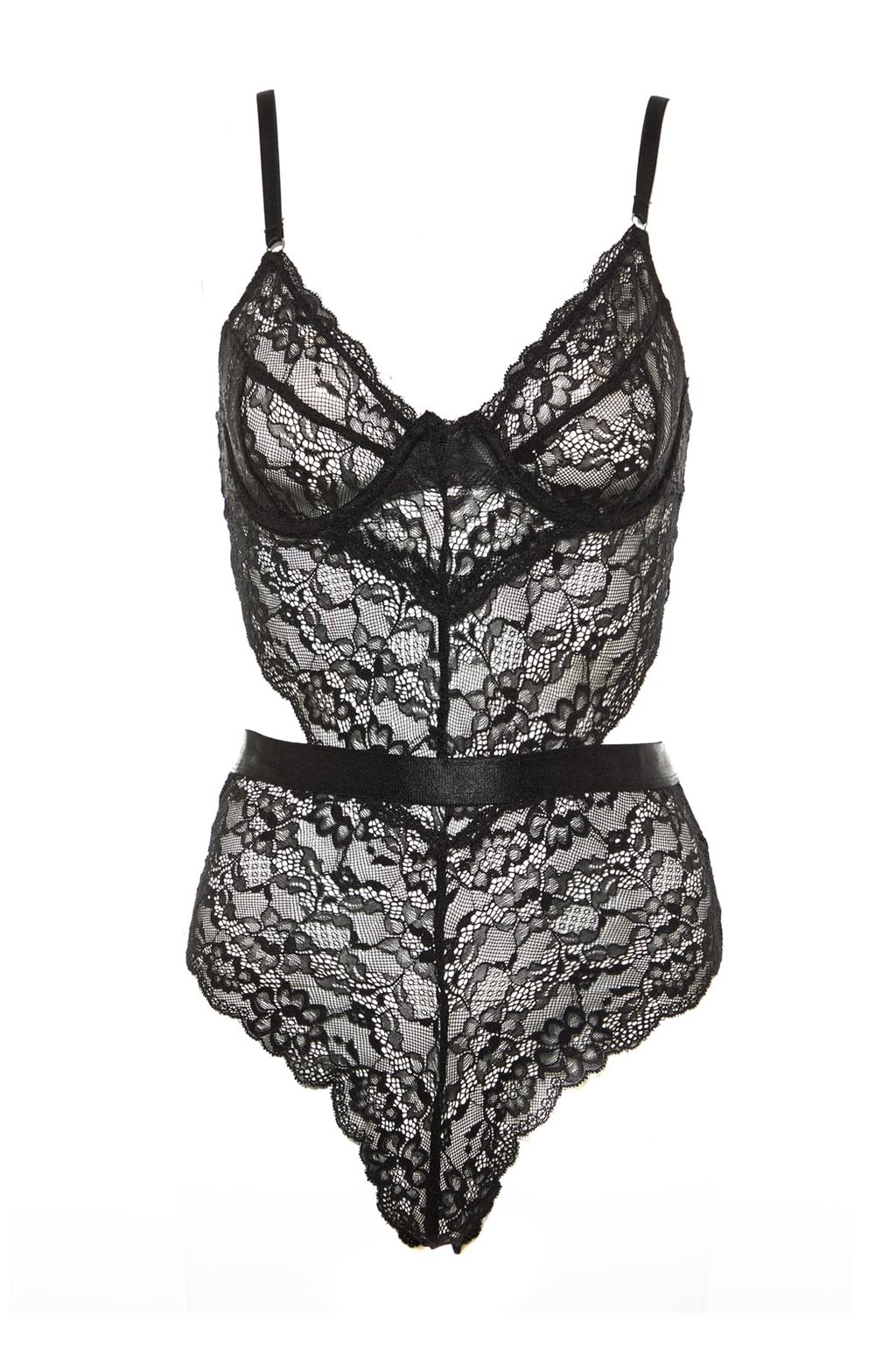 Siyah Dantelli Pencere/Cut Out Detayl? Ip Ask?l? C?tc?tl? Orme Body THMAW23BD00026