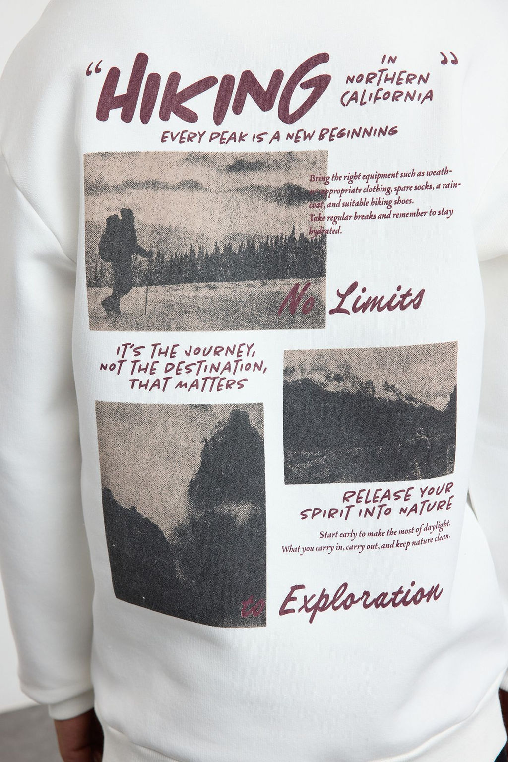 Ekru Oversize/Genis Kesim Kapusonlu S?rt Bask?l? Ici Polar/S?cak Tutan Sweatshirt TMNAW25SW00077 - Trendyolmilla фото 4