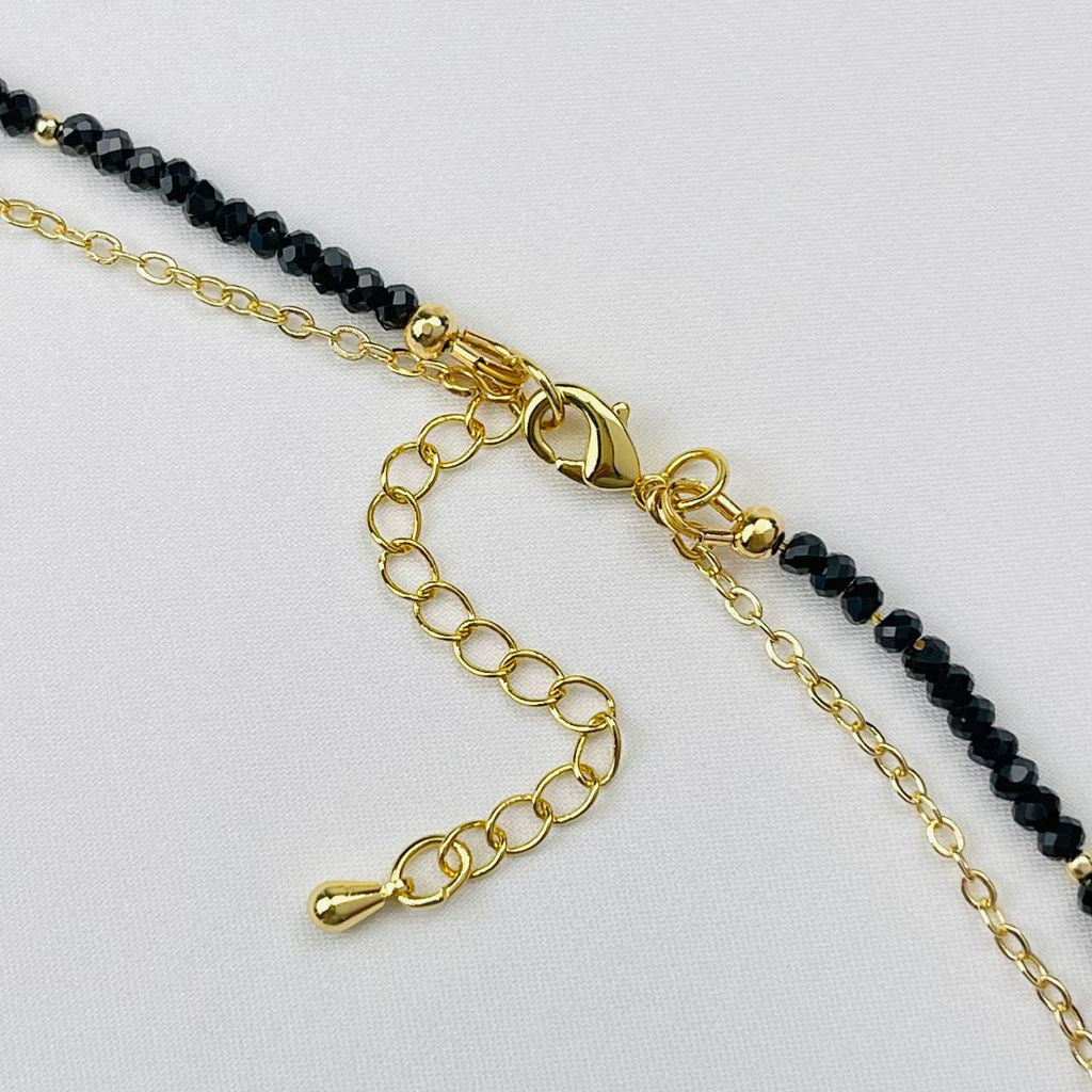 Колье из черной Шпинели с подвеской из Обсидиана 41/44 см +