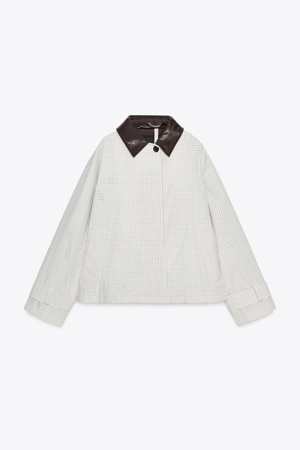 LEATHER EFFECT COLLAR SHORT TRENCH COAT ZW COLLECTION