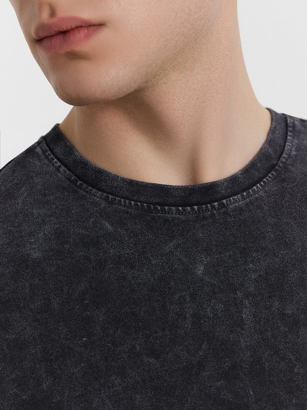 Футболка мужская серая с обработкой эйсид серый acid wash +печать1 111773