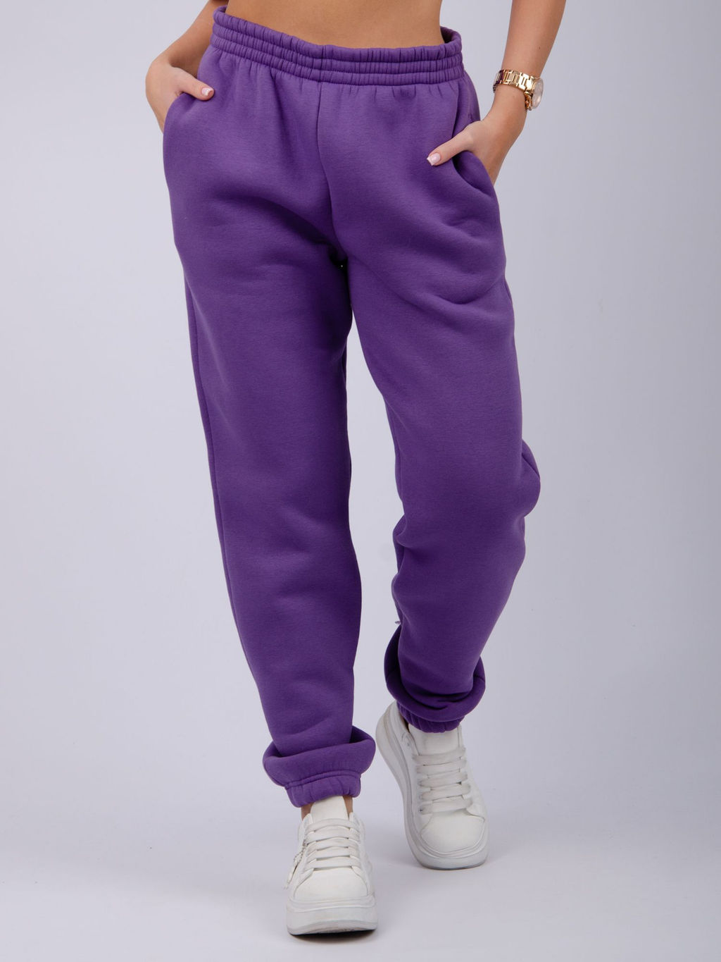 Джоггеры Мистерия 5, футер 3-х нитка начес - Малина фото 14