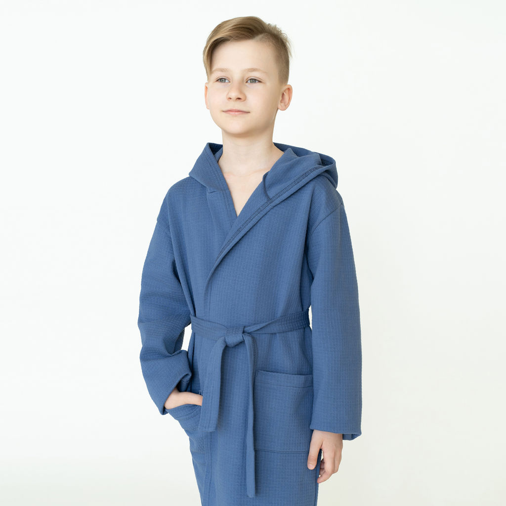 Халат детский вафельный джинс 914 (140, 72)