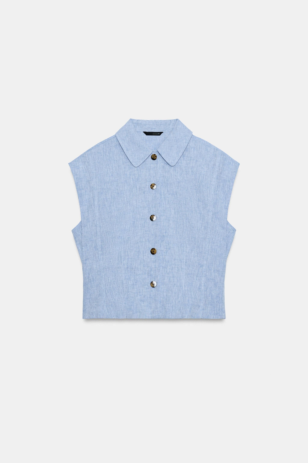 CAMISA MANGA SISA CON LINO / Azul