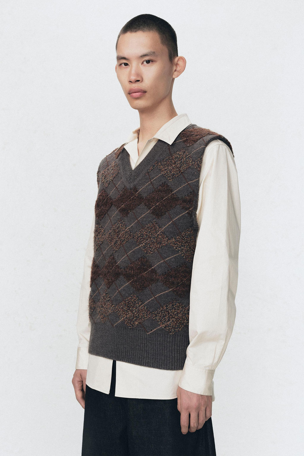CHALECO PUNTO ROMBOS TEXTURA SOSHIOTSUKI X ZARA / Gris antracita  фото 3