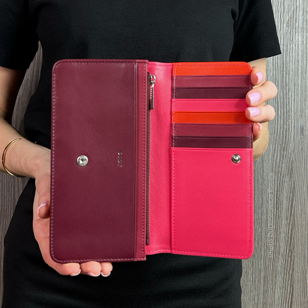 Итальянский женский кожаный кошелек DuDu серии Canarie | малиновый - Dudubags фото 3