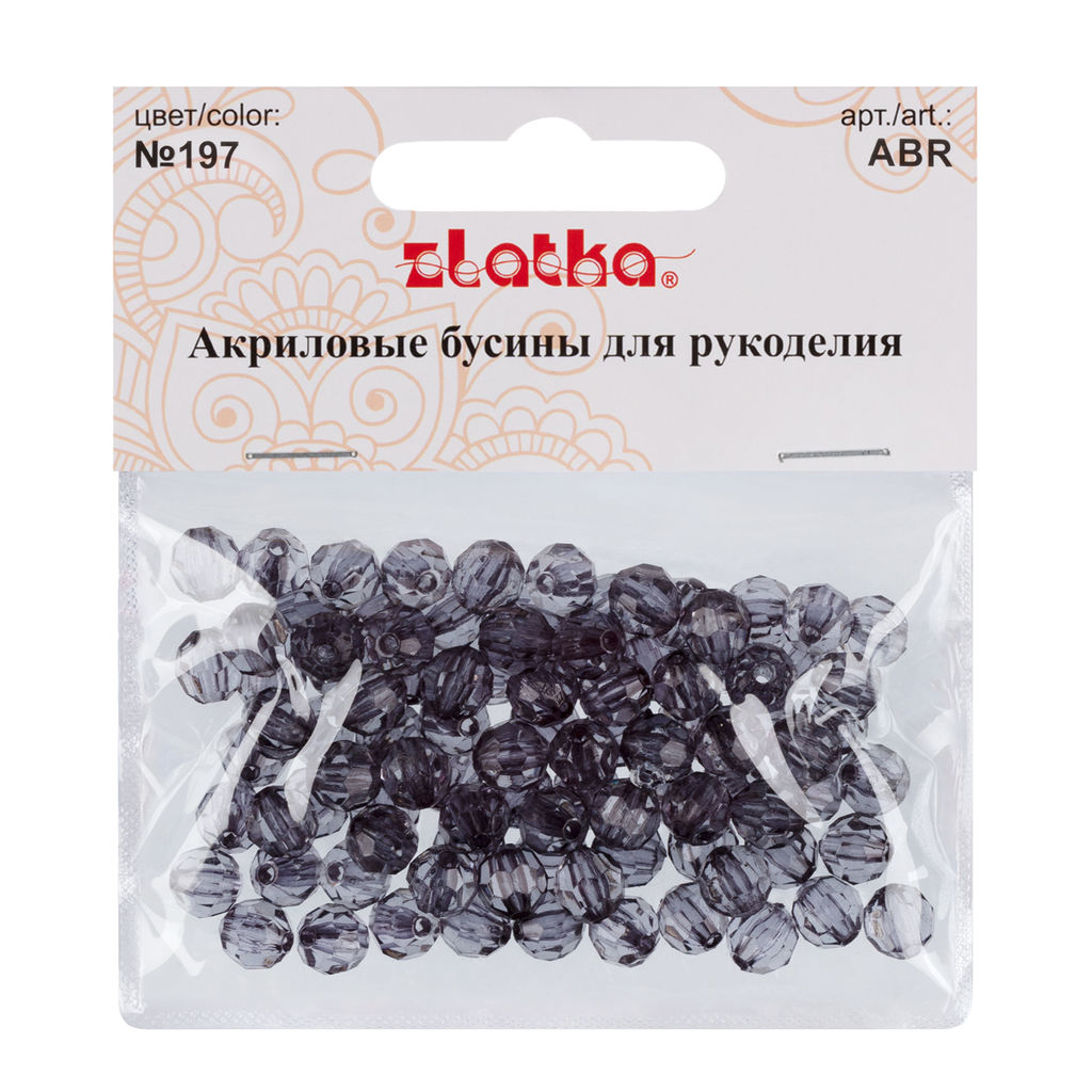 Бусина Zlatka акрил ABR 8 мм 25 г 197 серый  фото 3