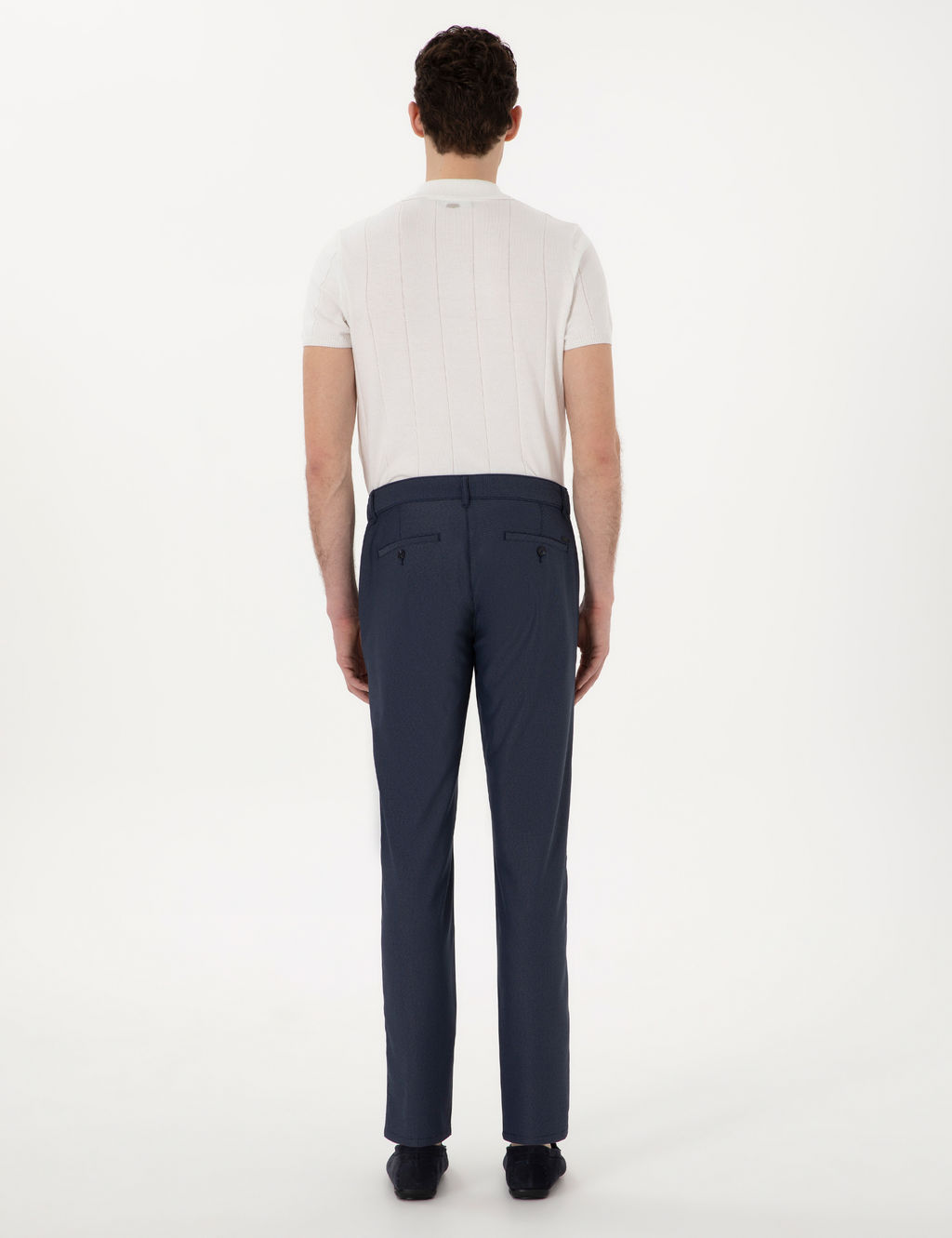 Lacivert Slim Fit Beli Lastikli Kanvas Pantolon
