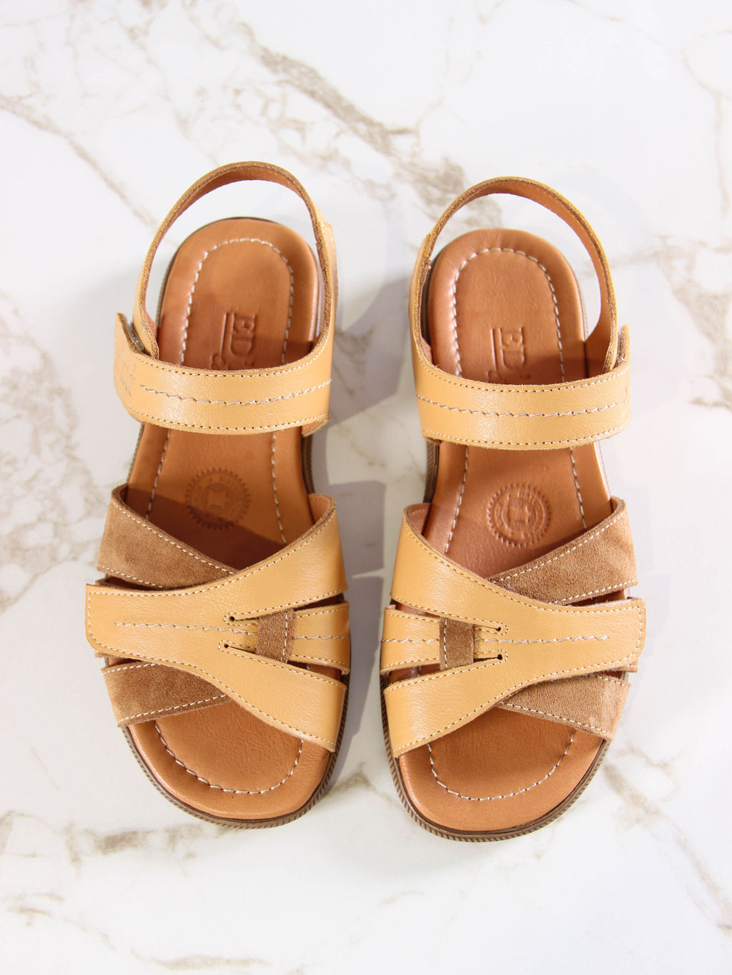 Босоножки 1043.26047br.Тыква лион+светло коричневая замша