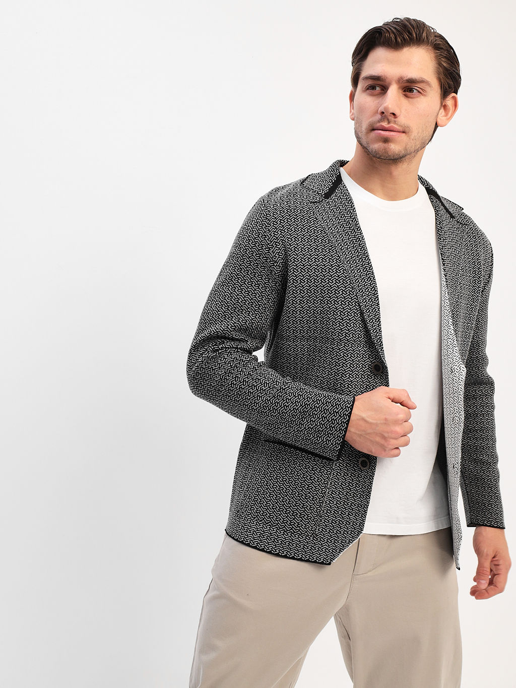 Кардиган мужской GREG G136Z-KF-зигзаг (чёрн./белый)  фото 3