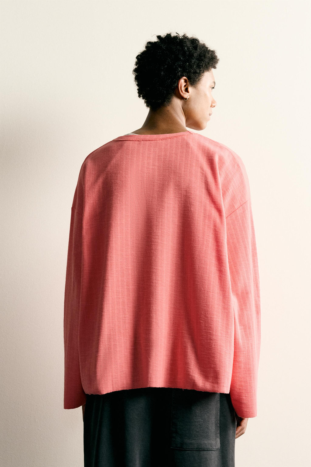 CAMISETA RELAXED FIT MANGA LARGA / Coral - Zara фото 3