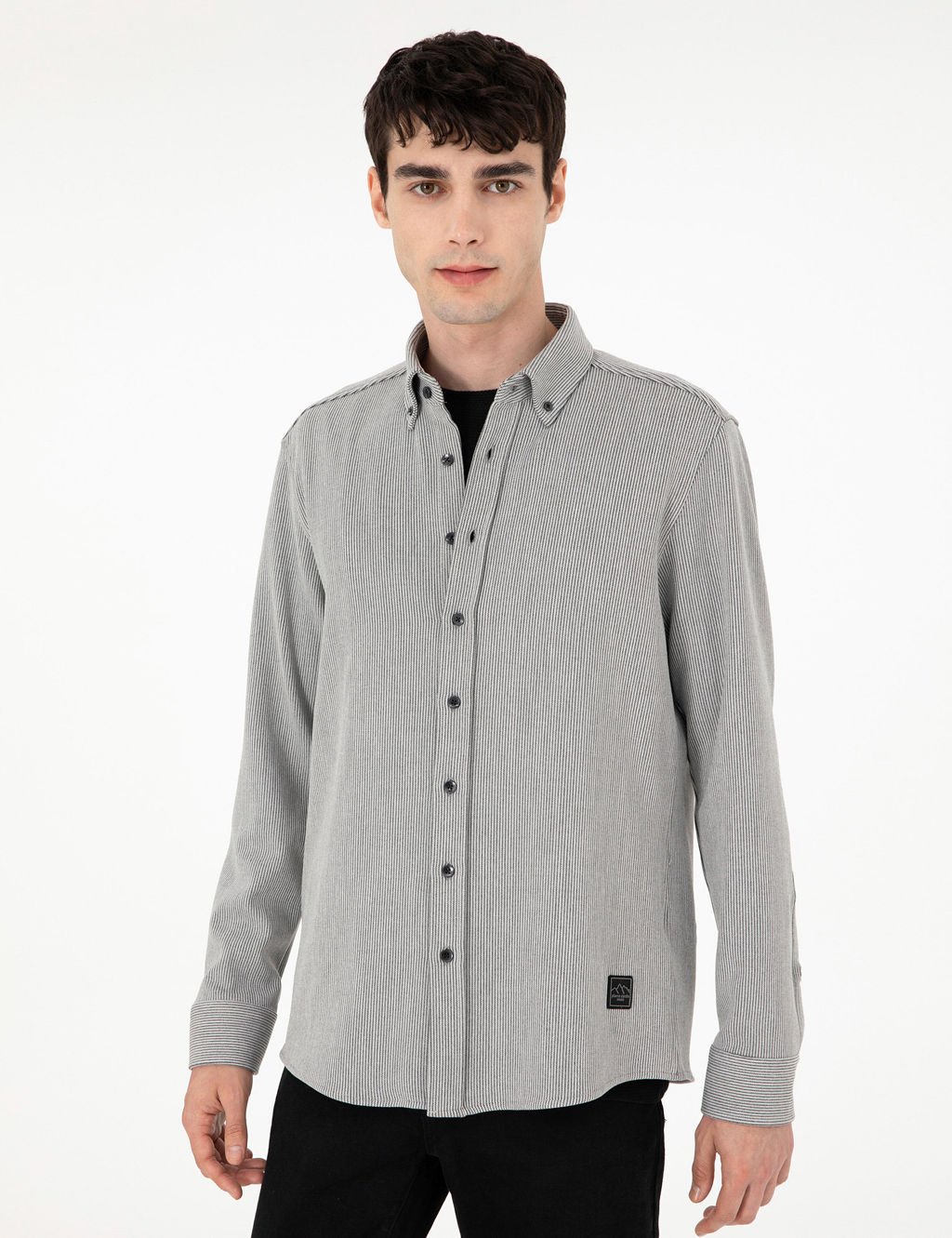 Gri _izgili Regular Fit Uzun Kollu G_mlek - Pierre cardin фото 3