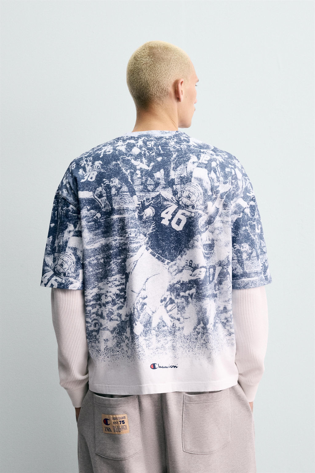 CHAMPION ® X ZARA AMERICAN FOOTBALL PRINT T-SHIRT  фото 3