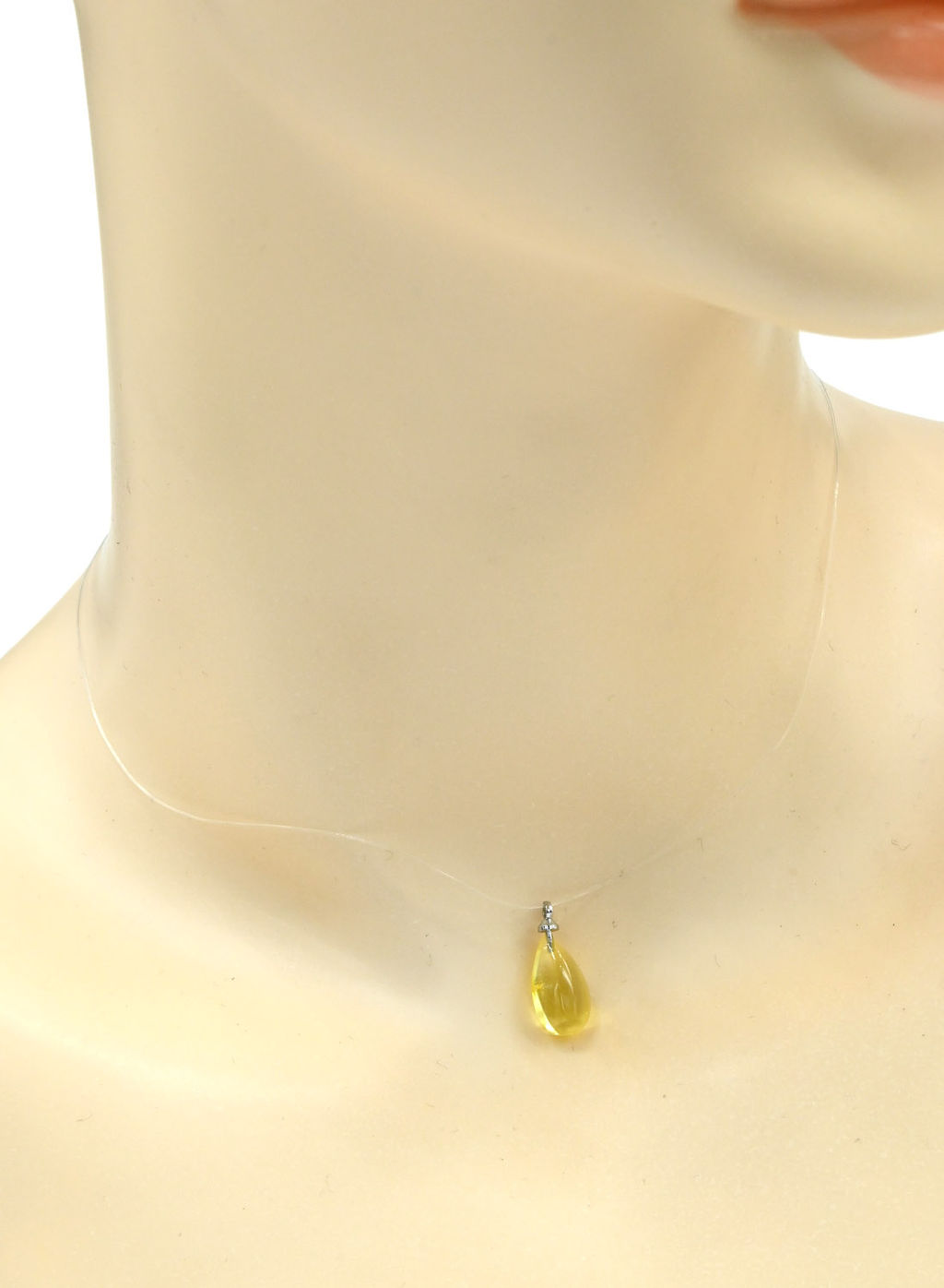 Подвеска на леске с янтарем капля 7*13мм цв.лимонный, 40см