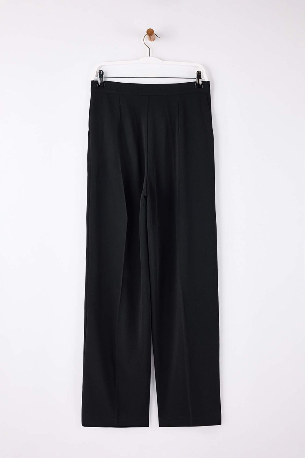 EXCLUSIVE Ozel Koleksiyon Dokumlu Siyah Nervurlu Wide Leg/Genis Paca Pantolon TWOAW26PL00118