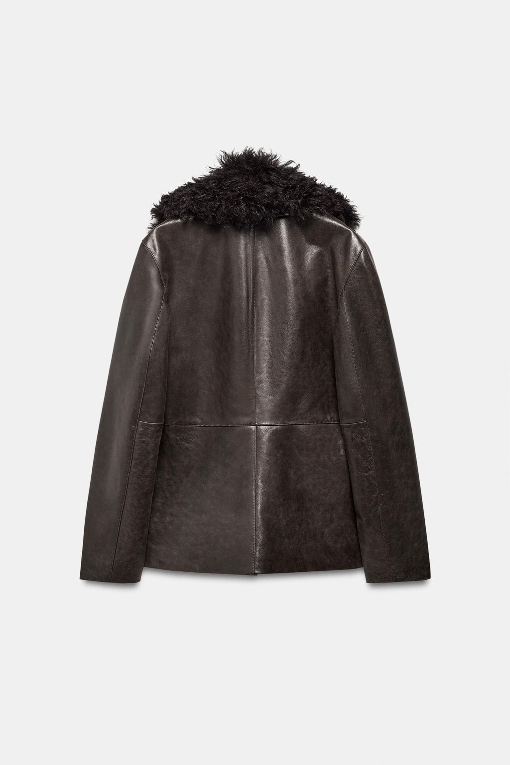 LEATHER JACKET WITH SHEEPSKIN COLLAR ZW COLLECTION LIMITED EDITION - Zara фото 7