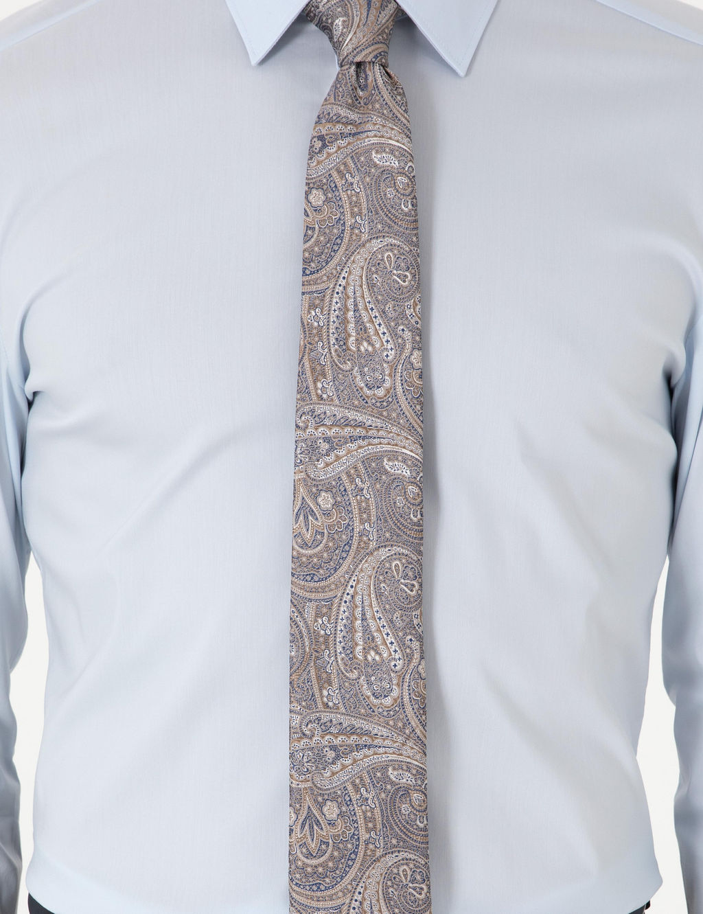 A__k Mavi Slim Fit Pamuk Kar___ml_ Klasik Yaka Basic G_mlek - Cacharel фото 6