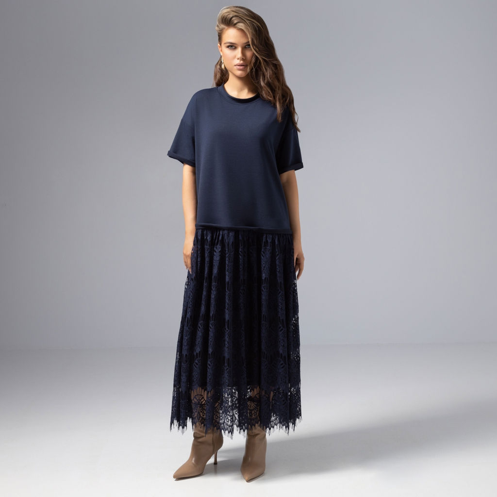 Платье комбинированное с кружевом, Откровенный шик (магия) - Charutti фото 8