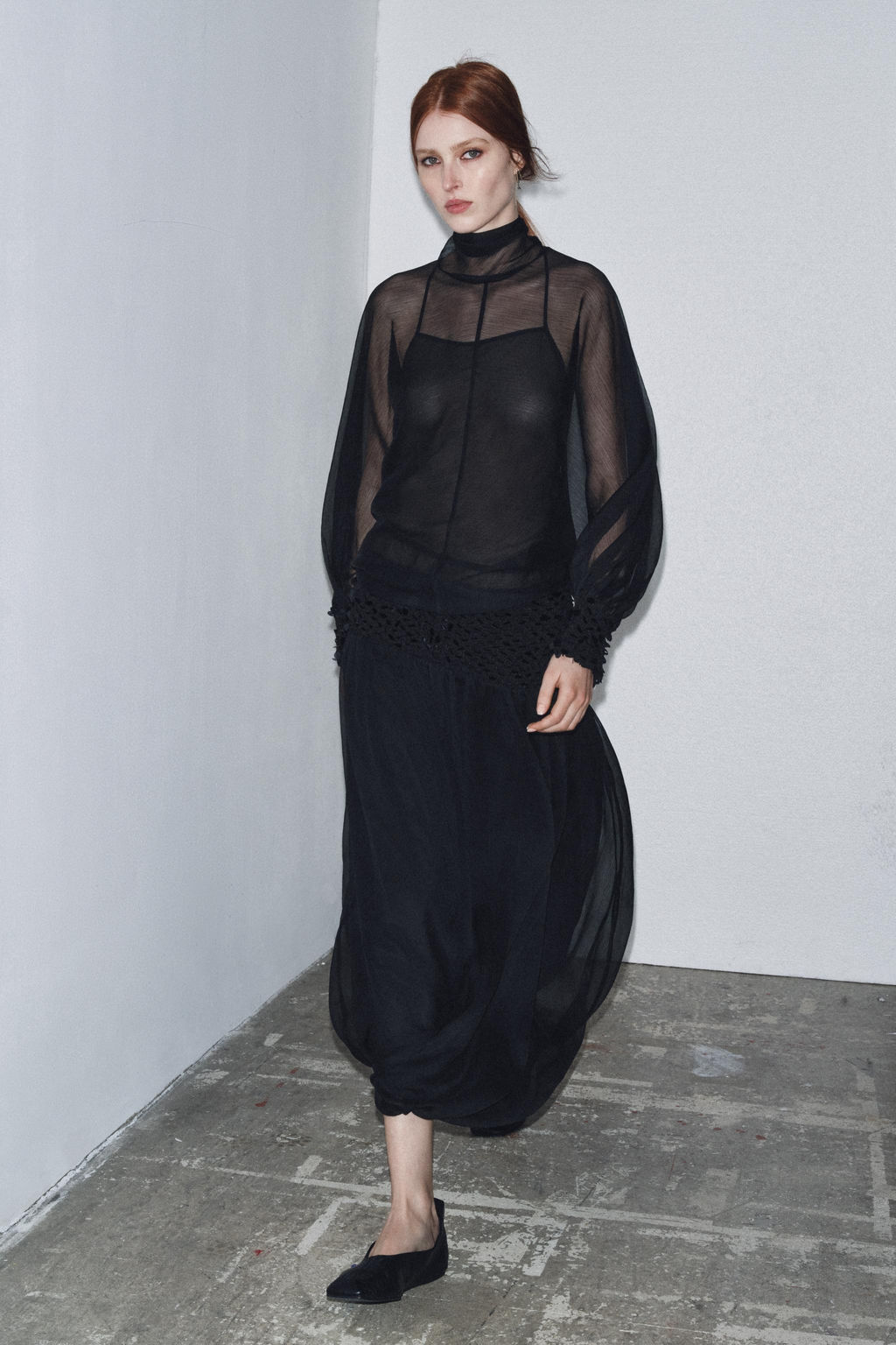 ZW COLLECTION SEMI-SHEER BLOUSE - Zara фото 8