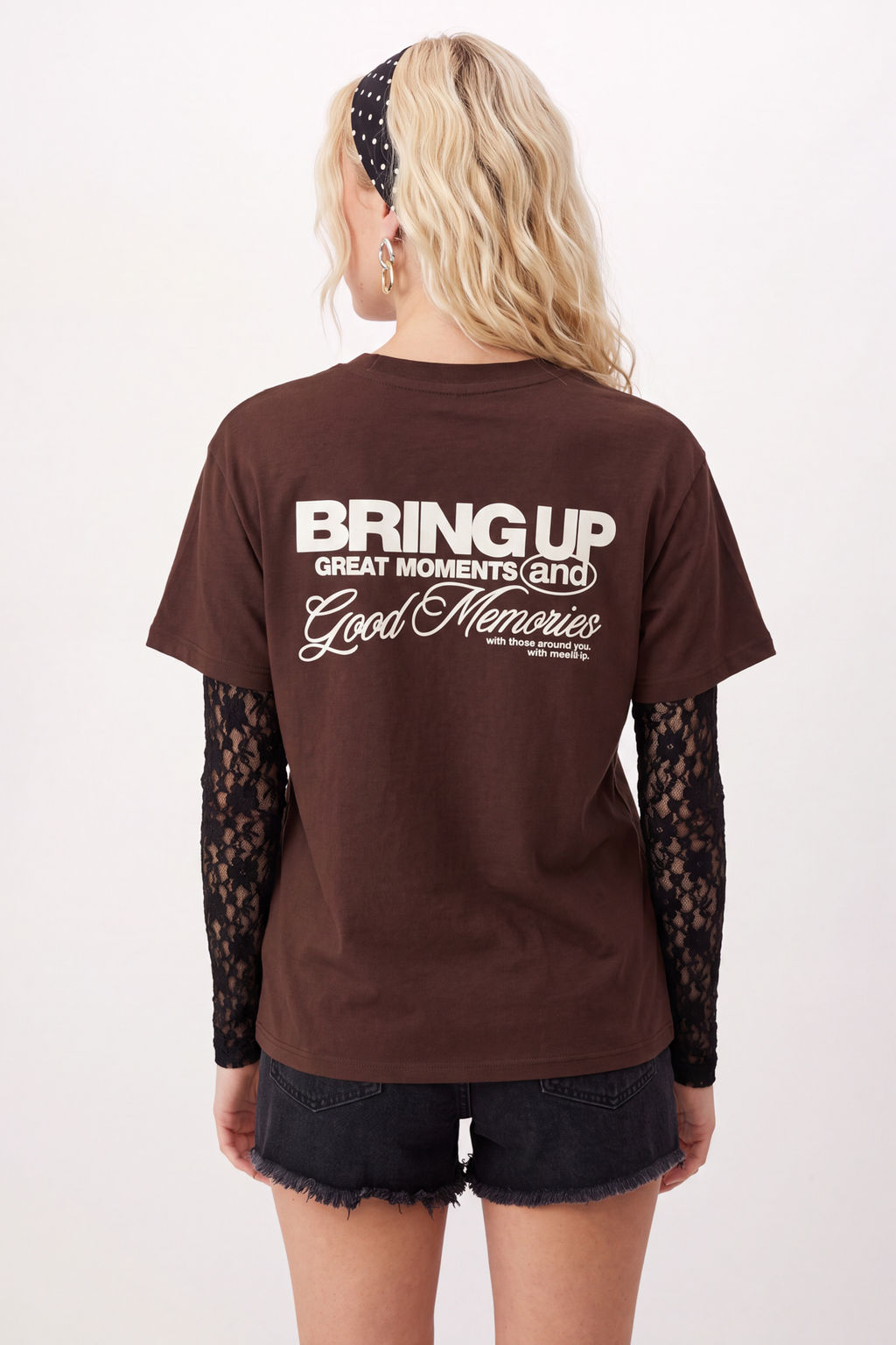 Kahverengi Slogan Oversize/Geni_ Kal_p Dantel Detayl_ Uzun %100 Pamuk _rme T-Shirt TWOSS26TS00239 - Trendyolmilla фото 6