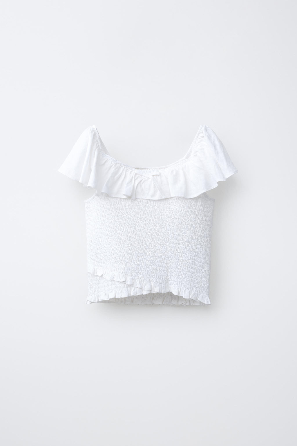 TOP CON LINO NIDO DE ABEJA / Blanco roto - Zara фото 3