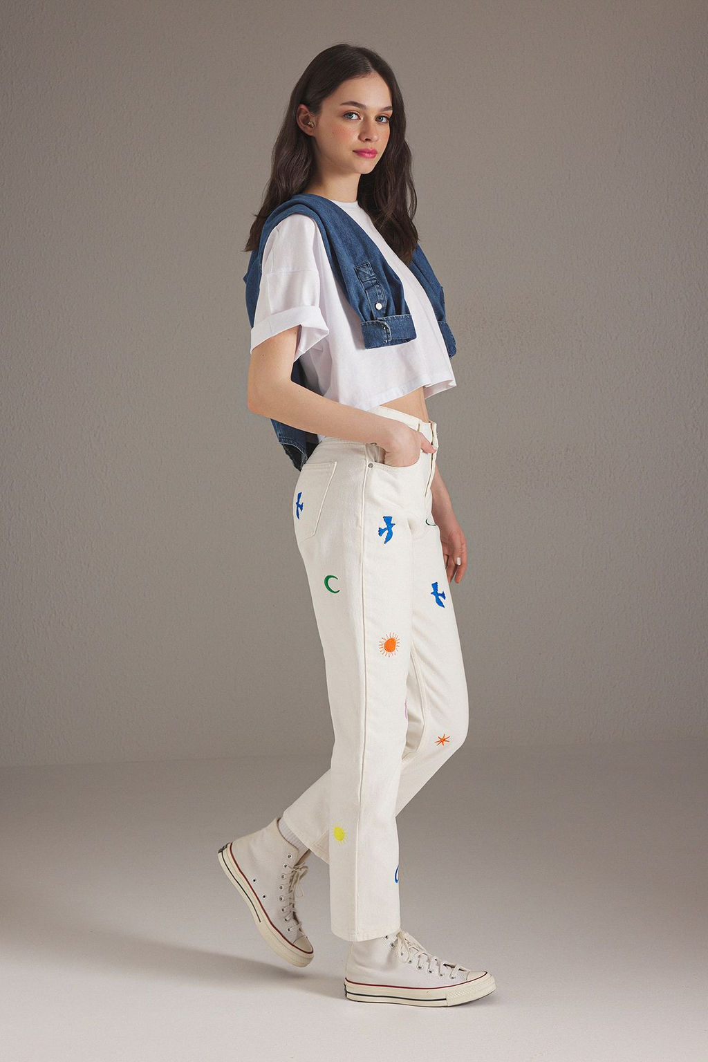 Ekru Nak?sl? Yuksek Bel Duz Kesim Straight Jeans TWOSS25JE00215 - Trendyolmilla фото 2