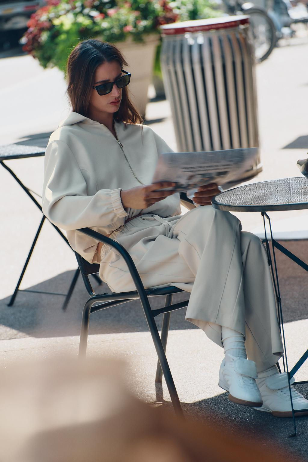 TEXTURED WIDE-LEG TROUSERS - Zara фото 13