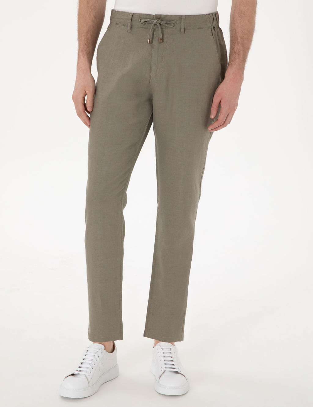 Haki Carrot Fit %100 Keten Kanvas Pantolon