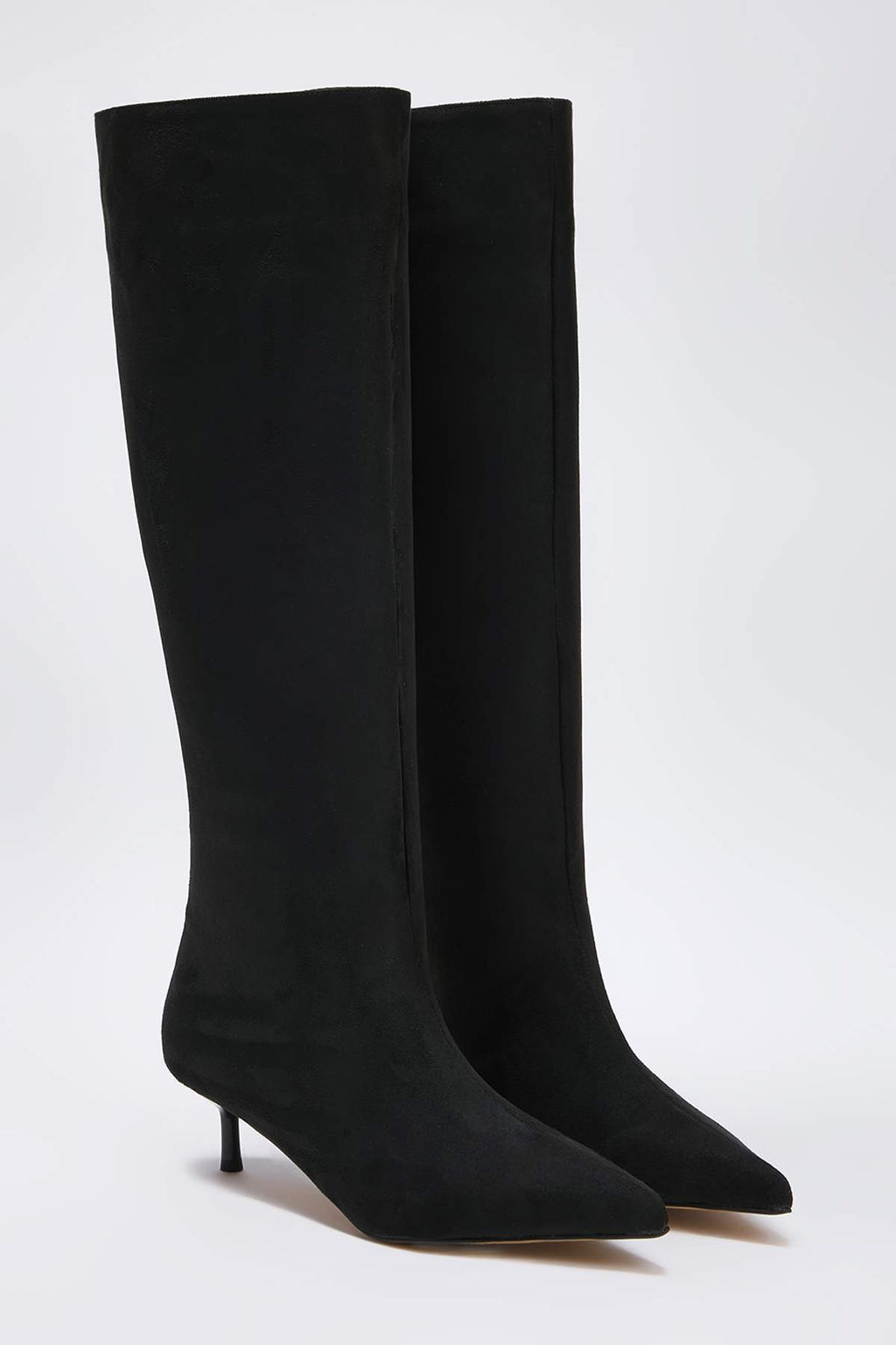 Siyah Suet Kad?n 4 cm Ince Kitten Topuklu Cizme TAKAW26CZ00021