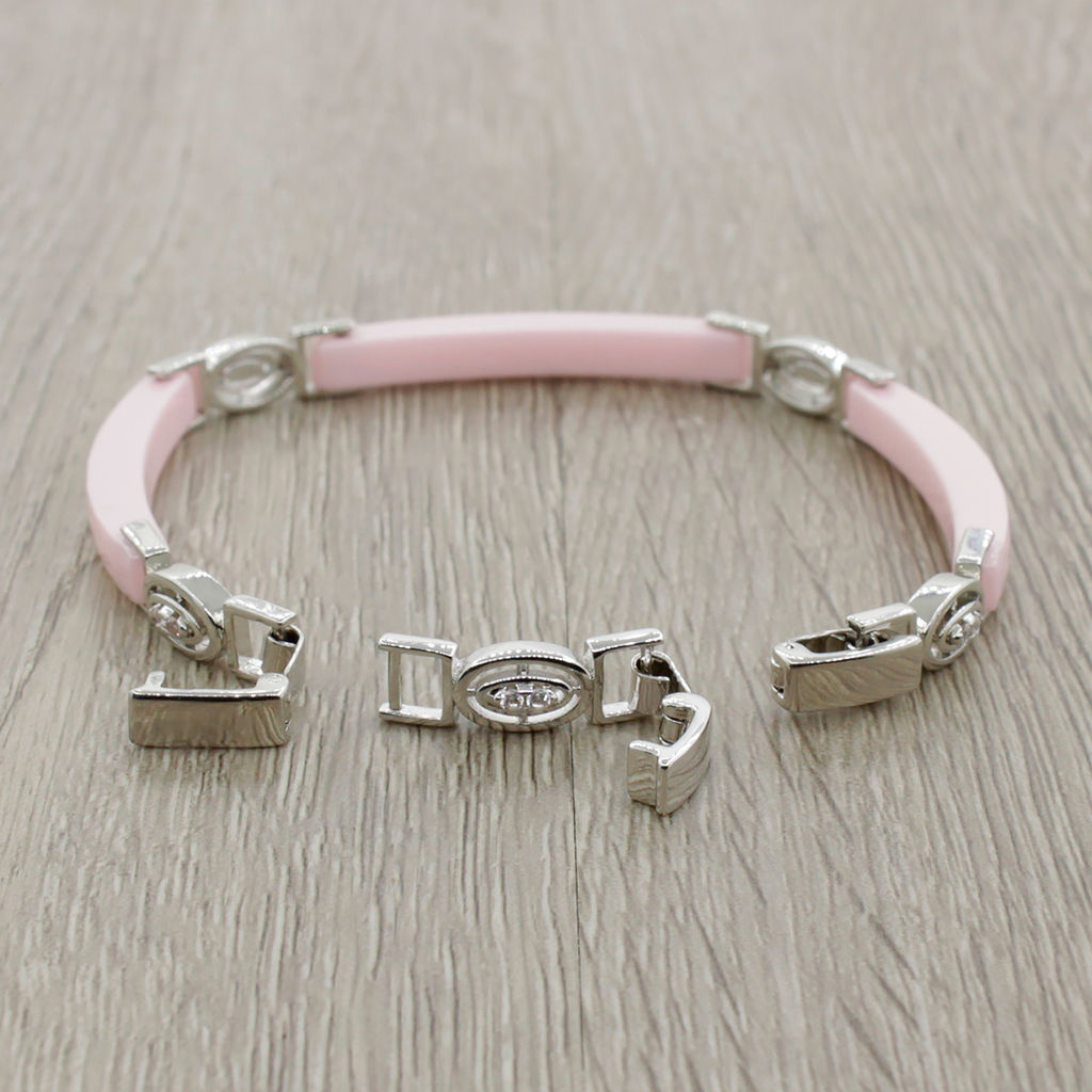 Браслет Лили из розовой керамики покрытие светлый металл - Agat77 фото 2