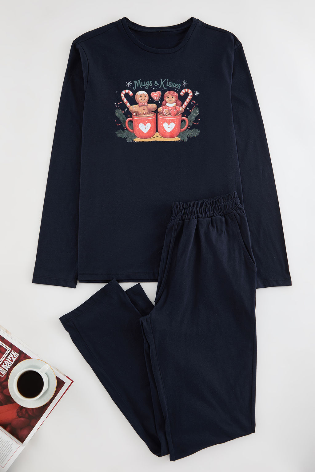 TRENDYOL MAN Lacivert Bask?l? Orme Couple/Cift Pijama Tak?m? TMNAW25PT00046 - Trendyolmilla фото 14