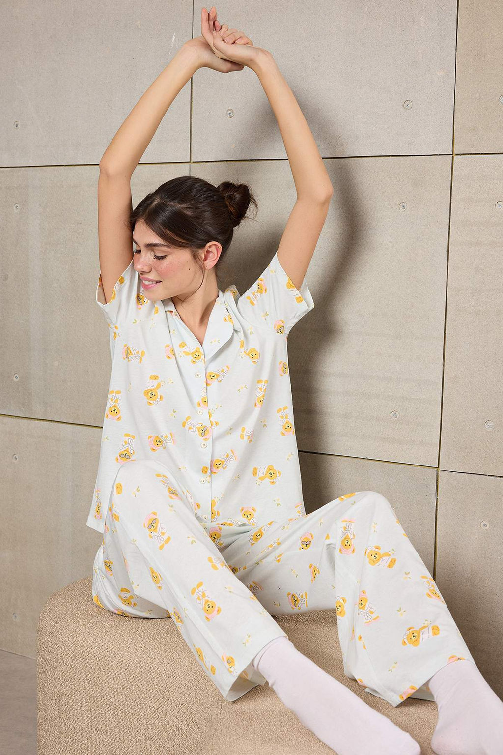 Mavi %100 Pamuklu Ay?c?k Desenli Orme Pijama Tak?m? THMSS26PT00025 - Trendyolmilla фото 2