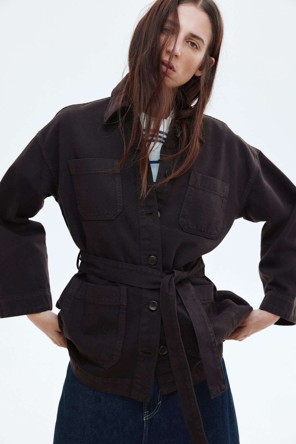 Chaqueta denim con cintur?n de anudar - H&m фото 2
