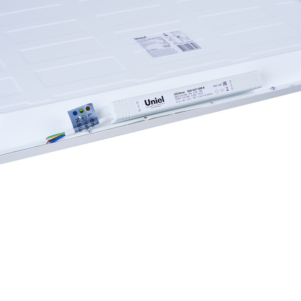 ULP-6060-50W/6500K OFFICE-B WHITE Светильник светодиодный потолочный встраиваемый. Дневной свет (6500K). Рассеиватель матовый. В комплекте с и/п. Корпус белый. ТМ Uniel