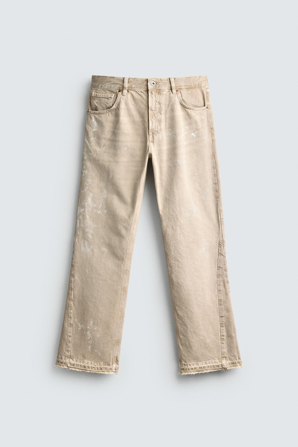 JEANS FLARE FIT EFECTO SALPICADURAS / Tostado claro - Zara фото 7