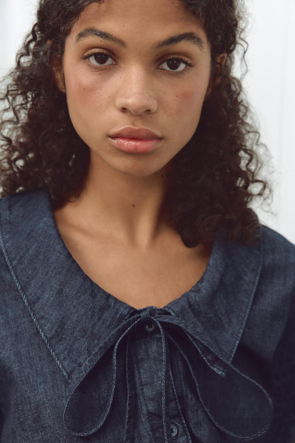 DENIM PETER PAN COLLAR SHIRT - Zara фото 5