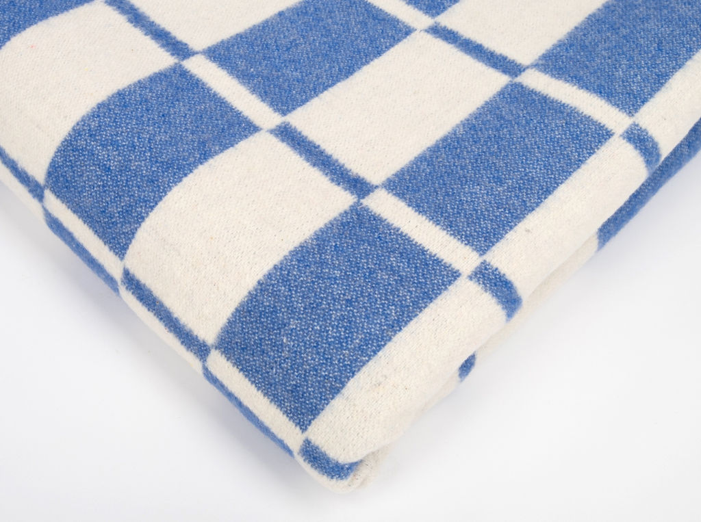 Одеяло байковое 140*205 клетка цв. синий микс (Россия ВВТ)