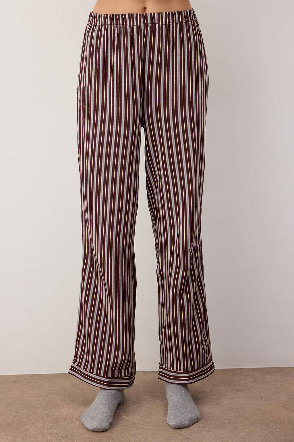 Trendyolmilla Pembe %100 Pamuklu Cizgili Gomlek-Pantolon Orme Pijama Tak?m? THMAW24PT00144  фото 19