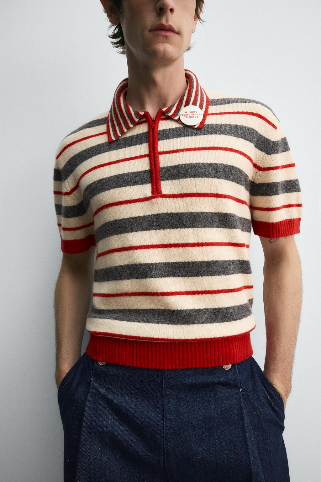 STRIPED KNIT POLO SHIRT HARRY LAMBERT FOR ZARA X DISNEY  фото 6